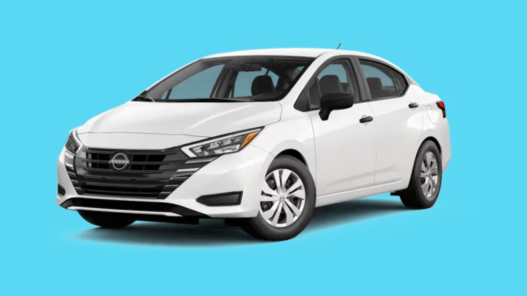 2025 Nissan Versa S in white.